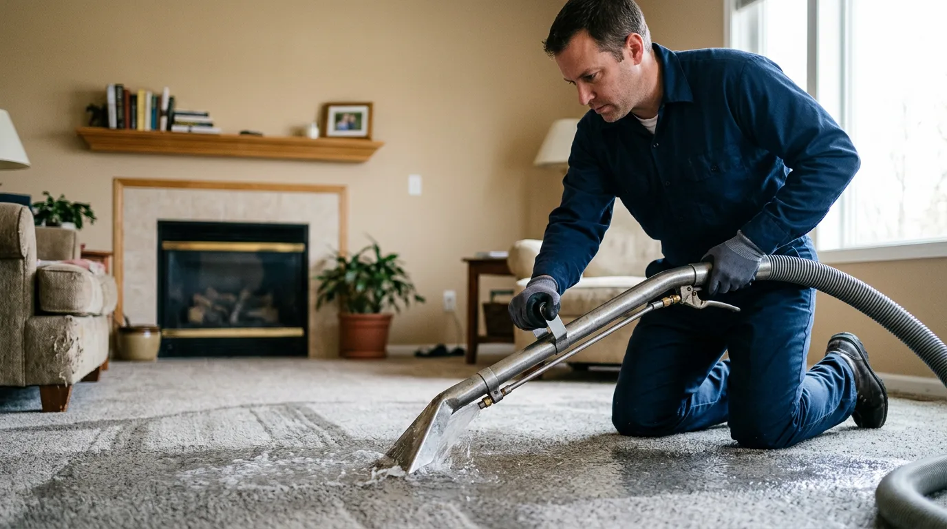 Water damage restoration technician working near Covert, MI